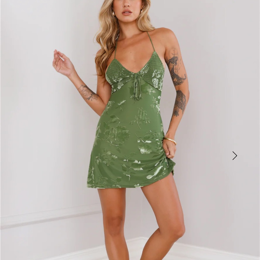 Hello Molly Green Floral Mini Dress